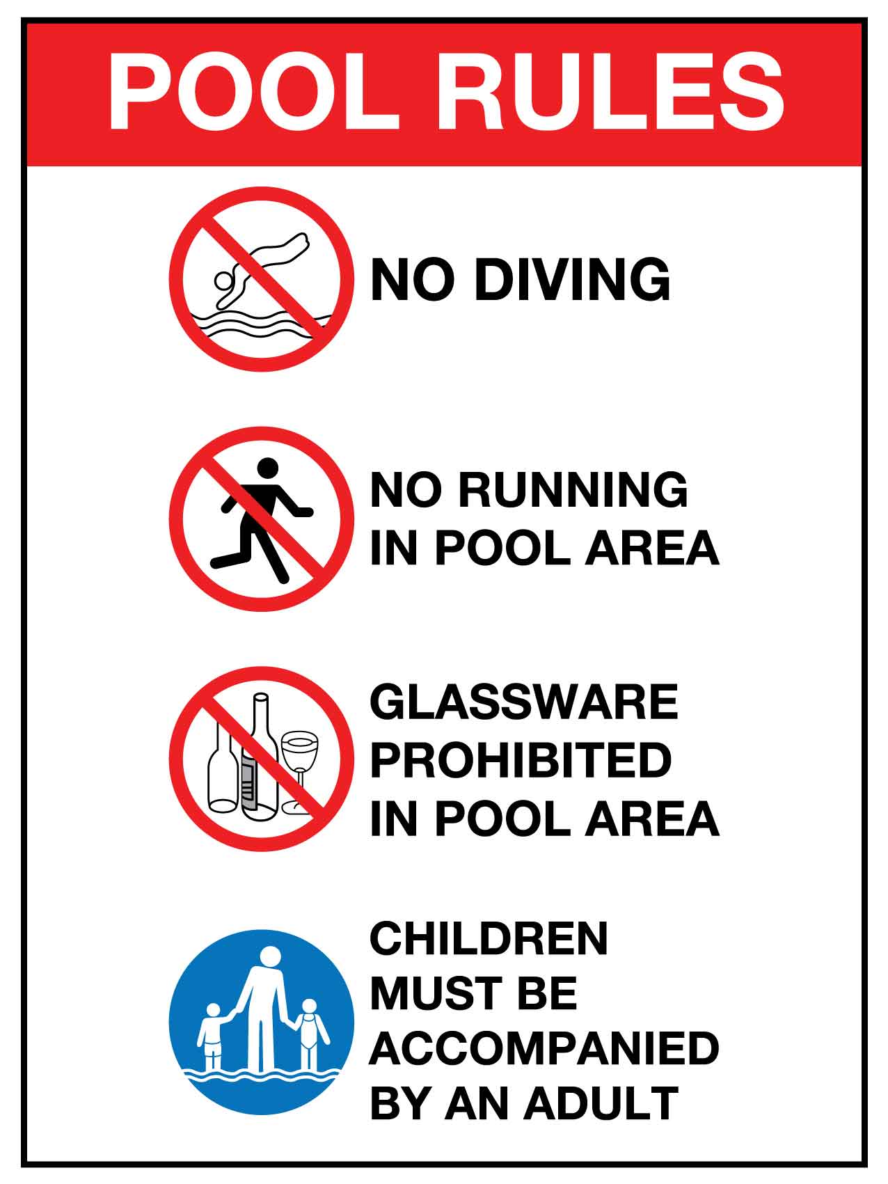 Pool Rules 1 Sign - New Signs