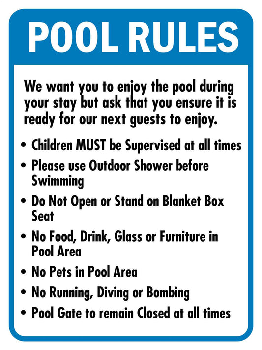 Pool Rules 4 Sign - New Signs
