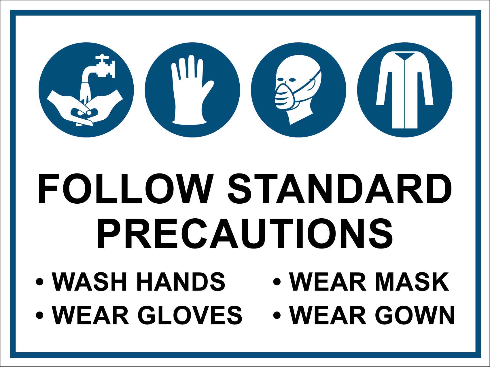 PPE Follow Standard Precautions Sign - New Signs
