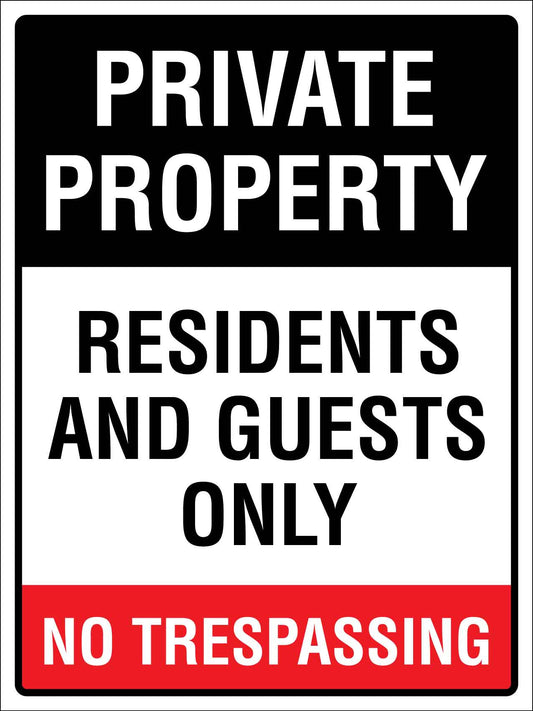 Private Property Residents And Guests Only No Trespassing Sign - New Signs
