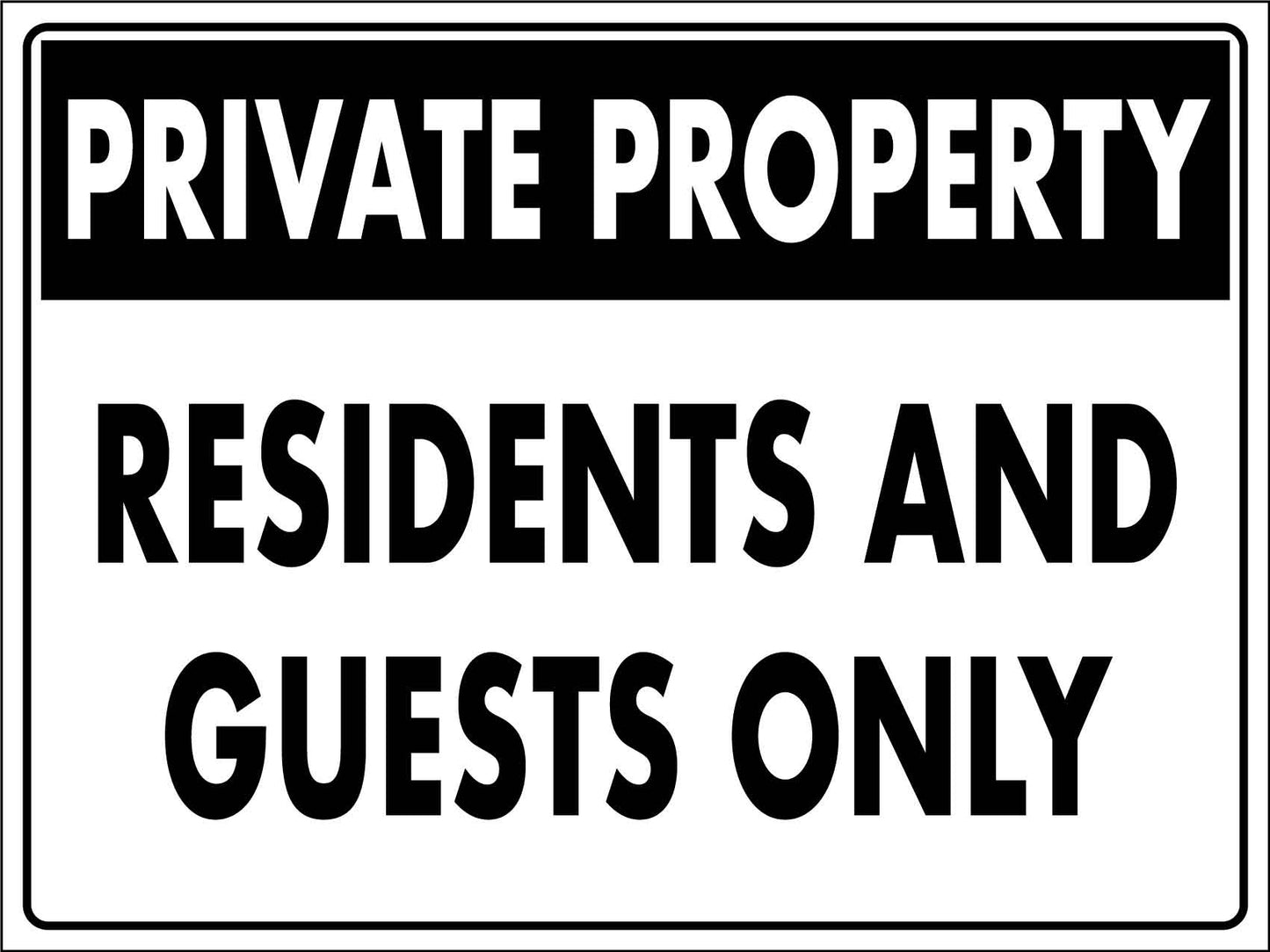 Private Property Residents And Guests Only Sign - New Signs