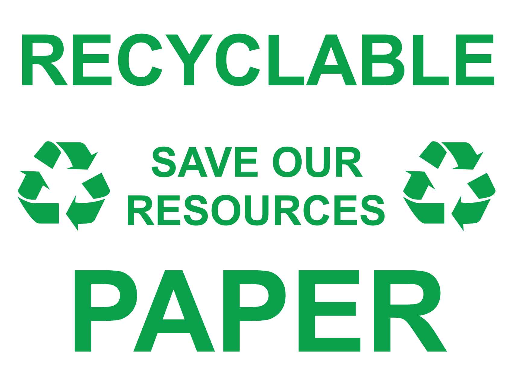 Recyclables Save Our Resources Paper Sign - New Signs