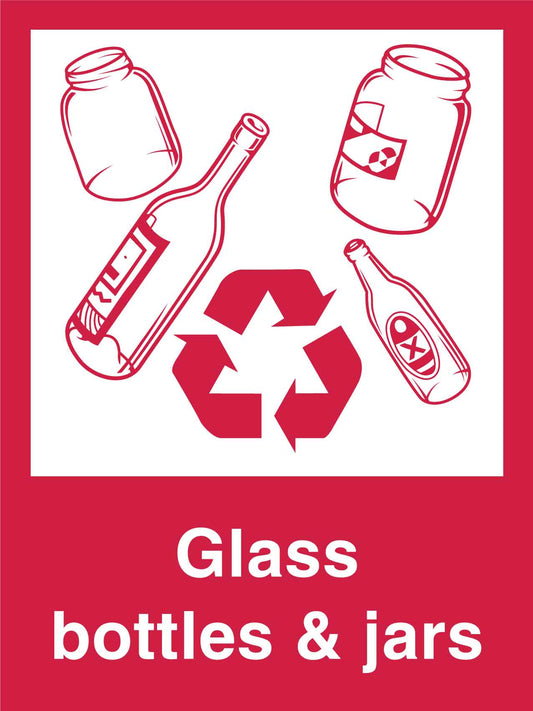 Recycle Glass Bottles & Jars Sign - New Signs