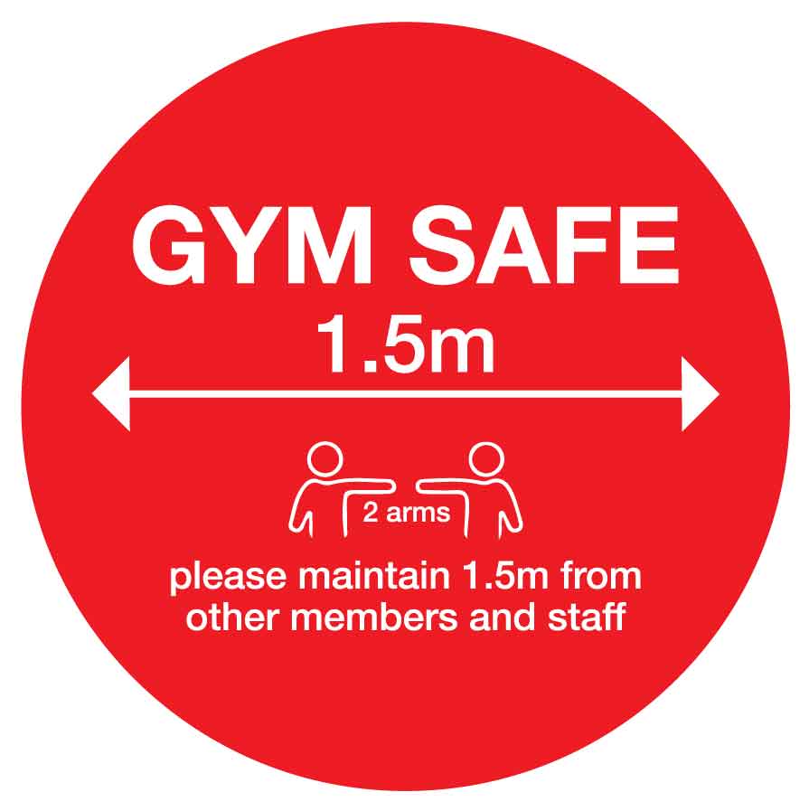 Red & White Gym Safe Social Distance Floor Sticker - Anti Slip - New Signs
