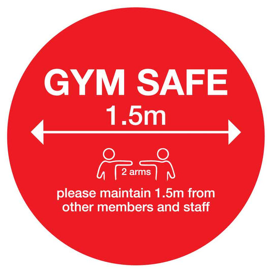 Red & White Gym Safe Social Distance Floor Sticker - Anti Slip - New Signs