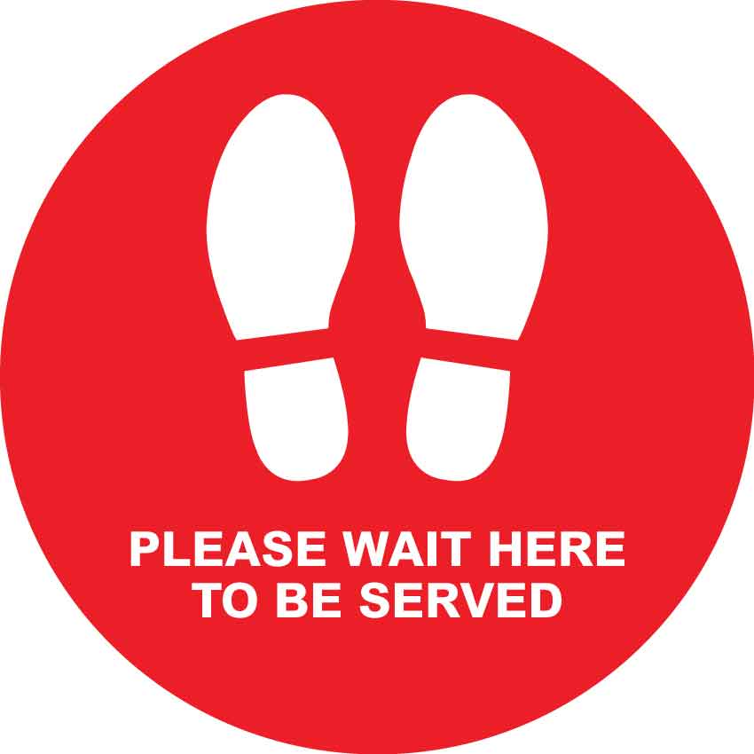 Red & White Please Wait Here to Be Served Floor Sticker - Anti Slip - New Signs