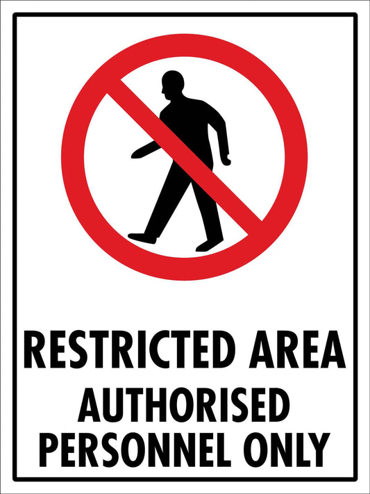 Restricted Area Authorised Personnel Only Symbol Sign - New Signs