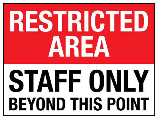 Restricted Area Staff Only Sign - New Signs