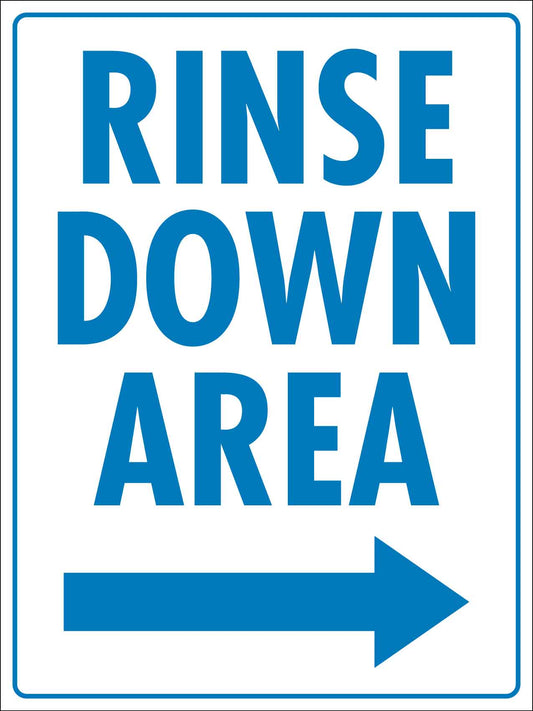 Rinse Down Area Right Arrow Sign - New Signs
