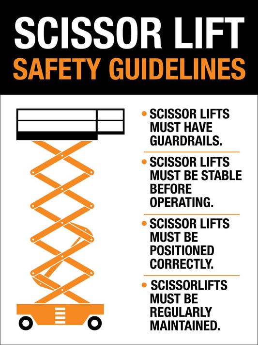 Scissors Lift Safety Guidelines Sign - New Signs