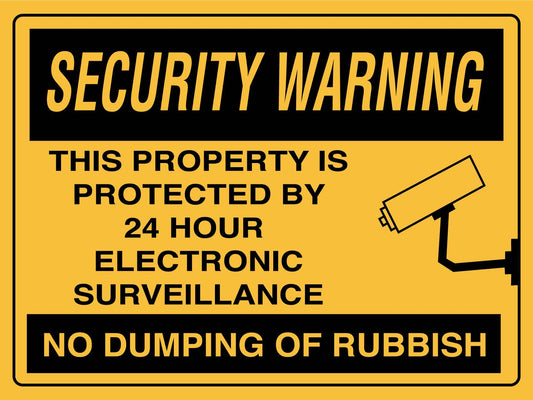 Security Warning No Dumping Of Rubbish Sign - New Signs