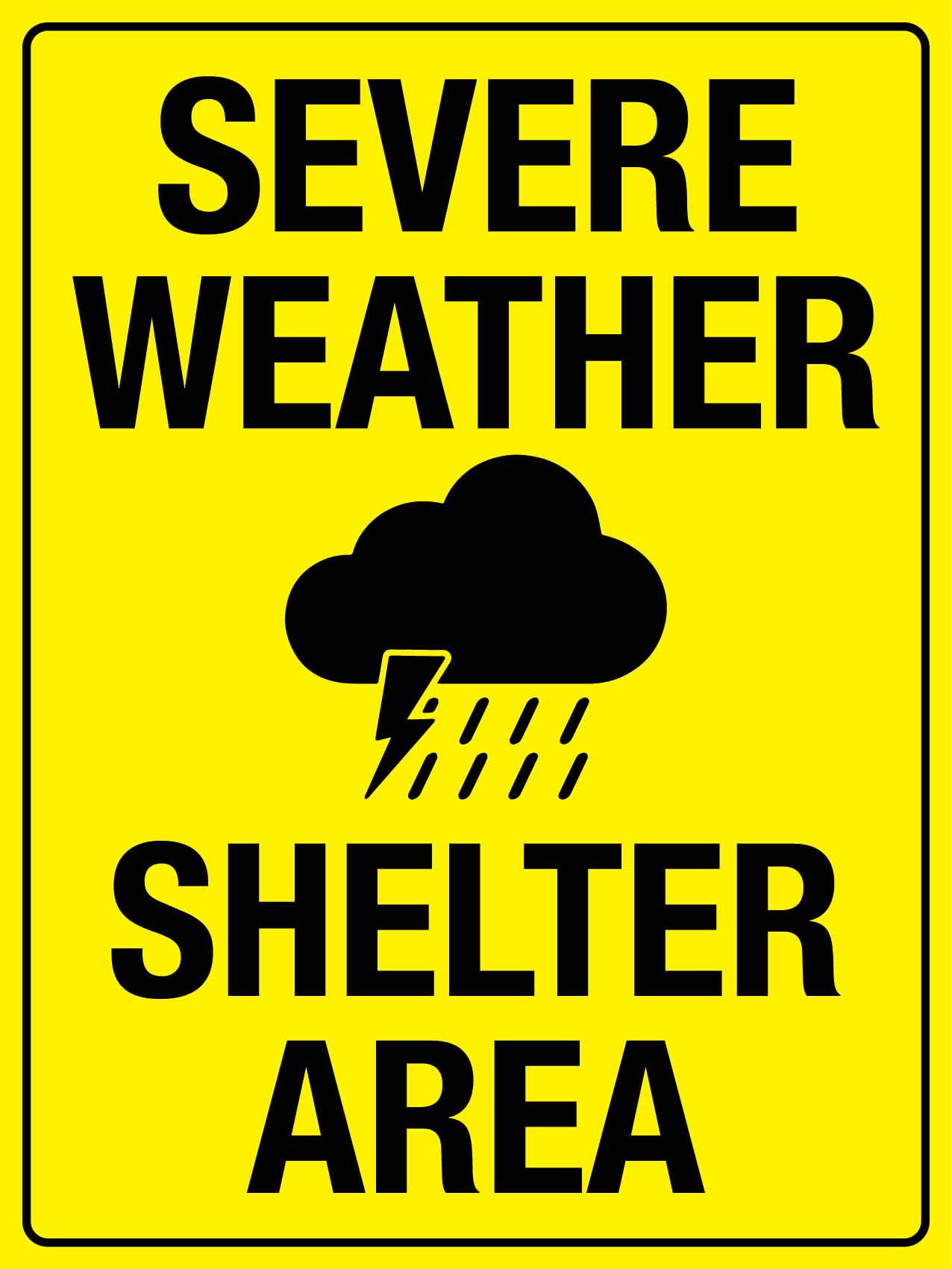 Severe Weather Shelter Area Sign – New Signs