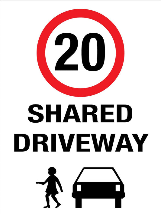 Shared Driveway 20km Speed Limit Sign - New Signs