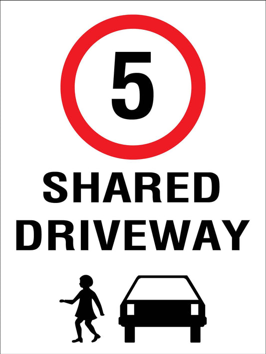 Shared Driveway 5km Speed Limit Sign - New Signs