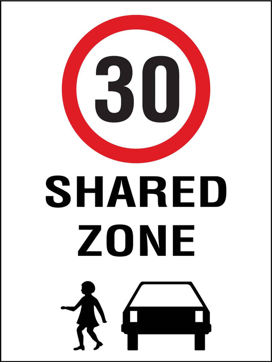 Shared Zone 30km Speed Limit Sign - New Signs