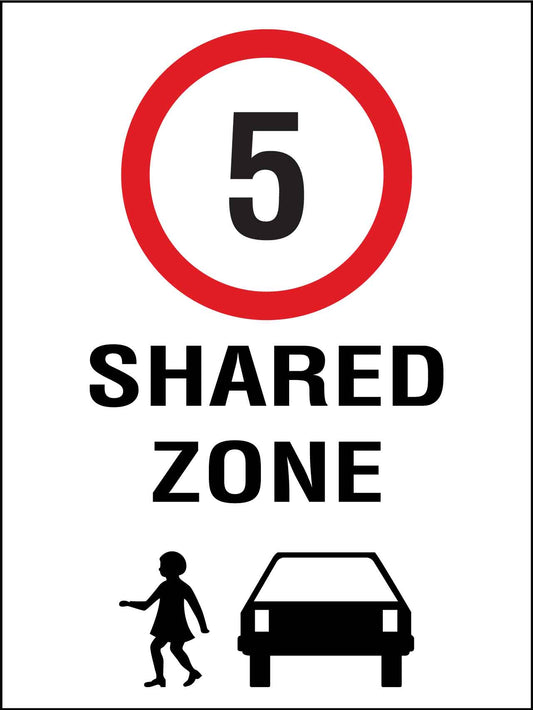 Shared Zone 5km Speed Limit Sign - New Signs