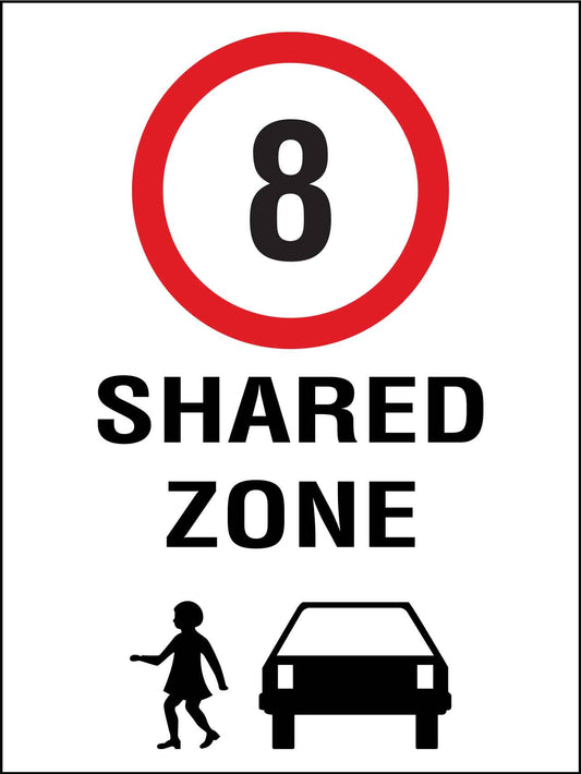 Shared Zone 8km Speed Limit Sign - New Signs
