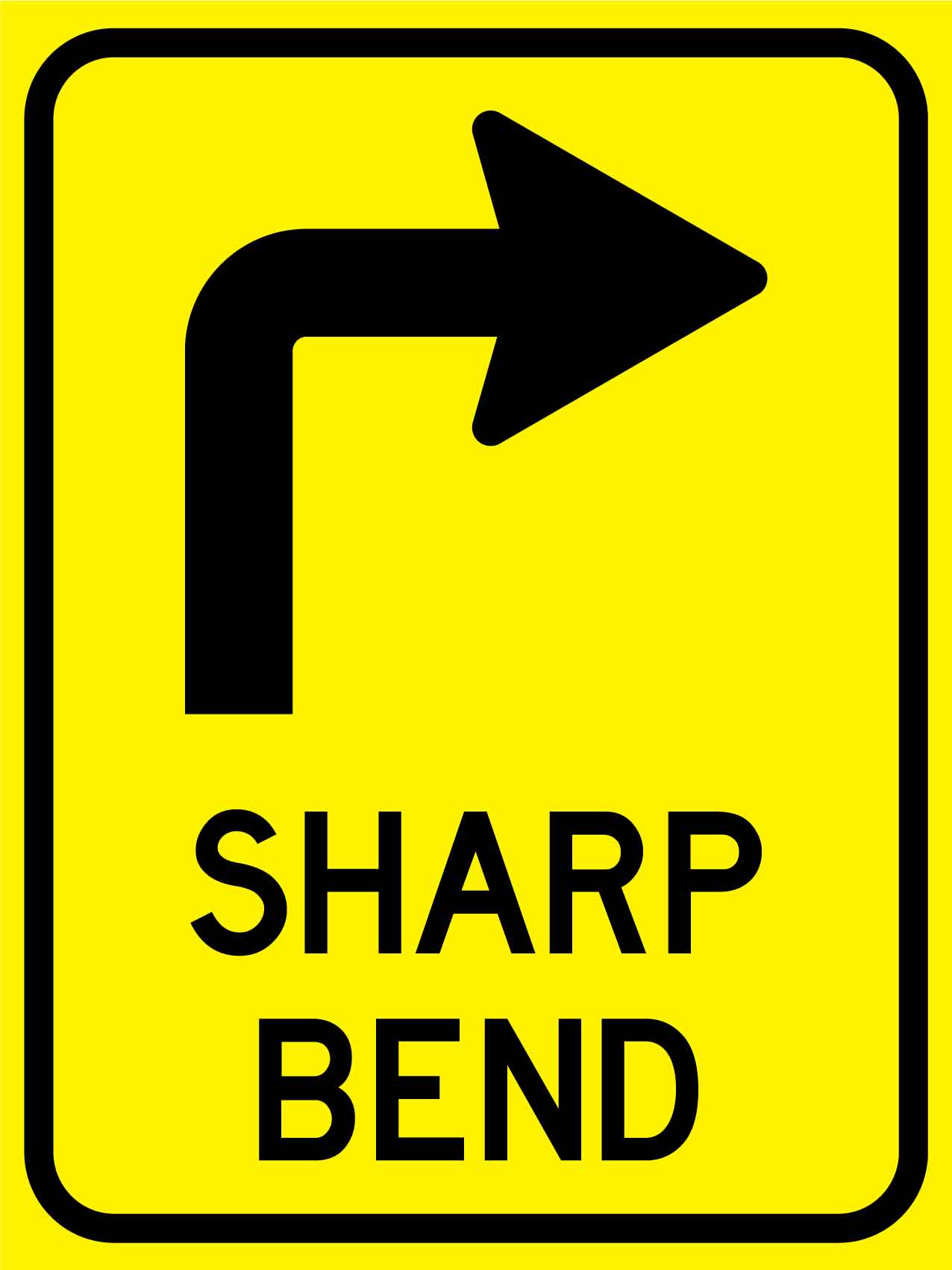 Sharp Bend Right Sign - New Signs