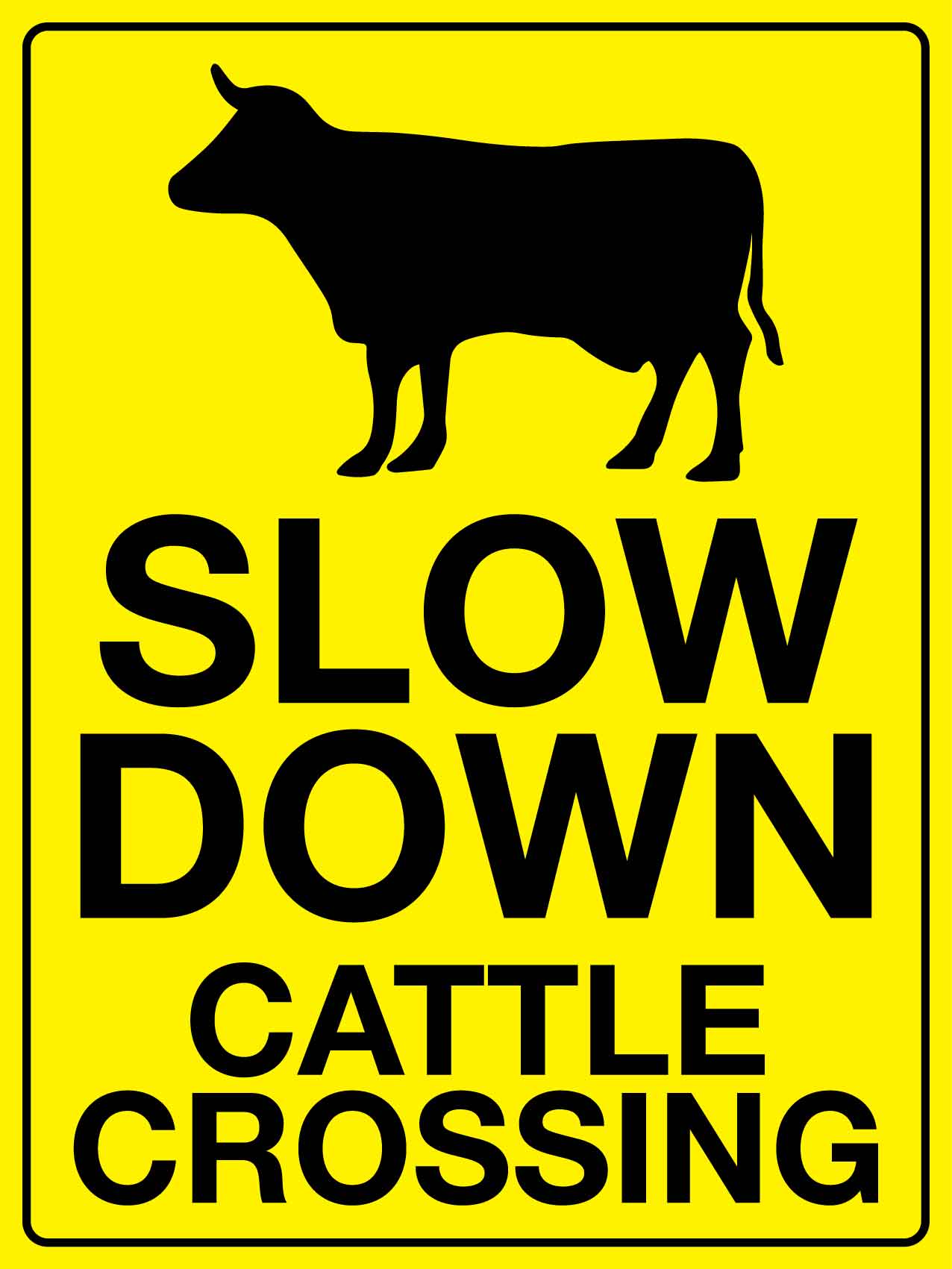 Slow Down Cattle Crossing Icon Sign – New Signs