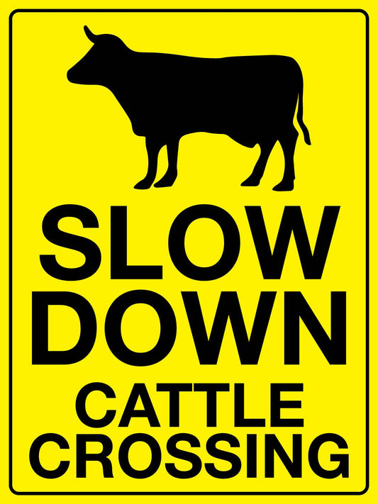 Slow Down Cattle Crossing Icon Sign - New Signs
