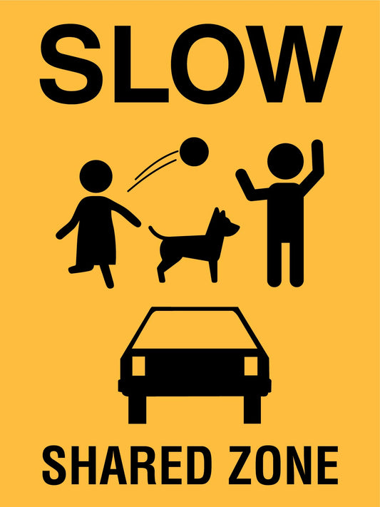 Slow Shared Zone Animals And Children Sign - New Signs