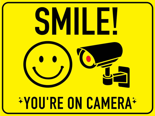 Smile You're On Camera Face Sign - New Signs