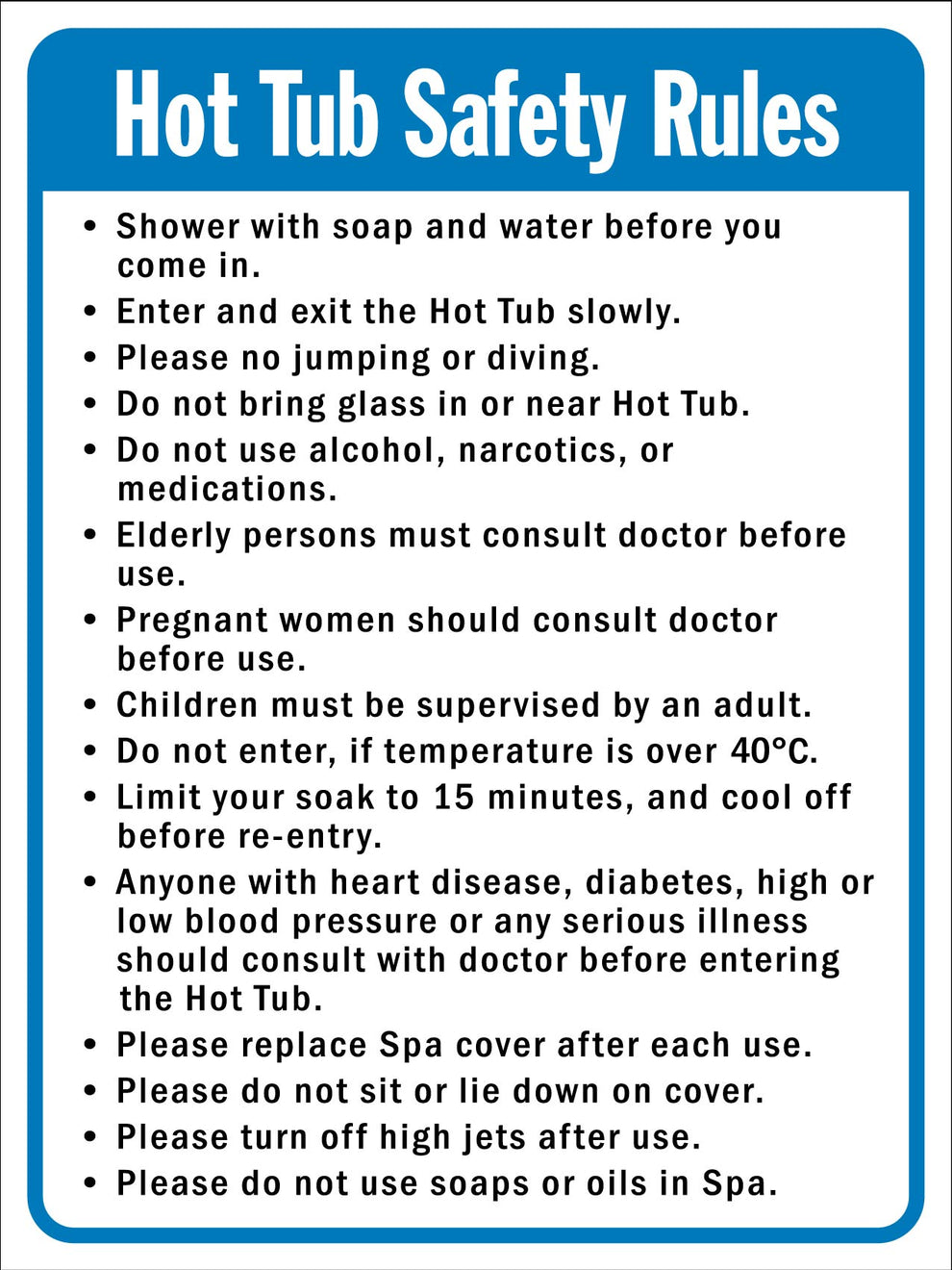 Spa Rules 4 Sign – New Signs