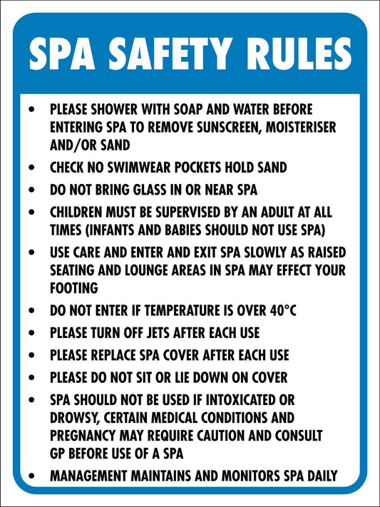 Spa Rules 5 Sign - New Signs