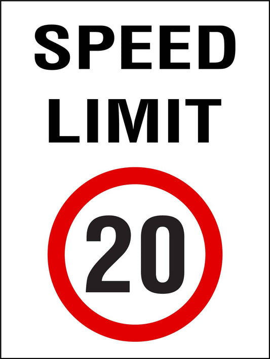 Speed Limit 20km Sign - New Signs