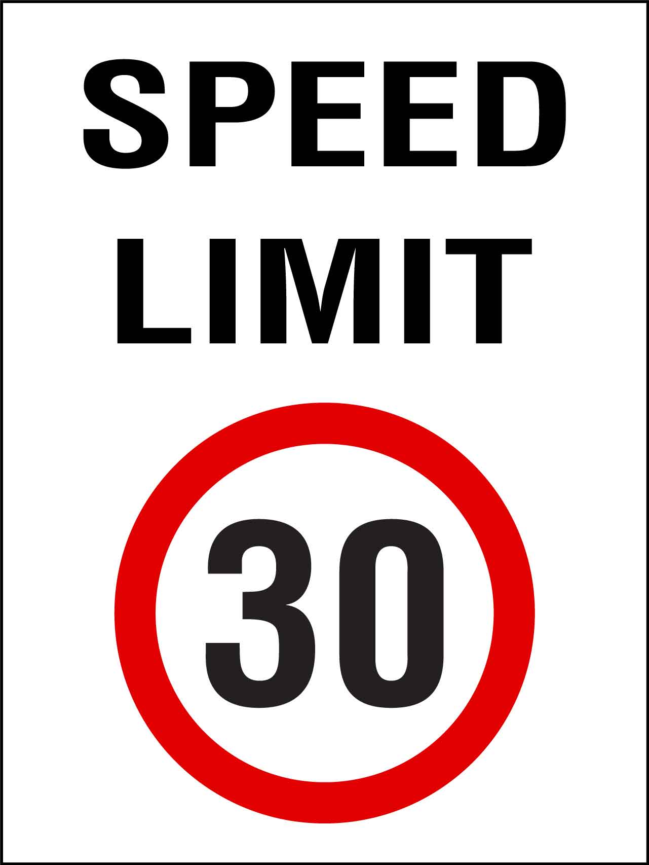Speed Limit 30km Sign - New Signs
