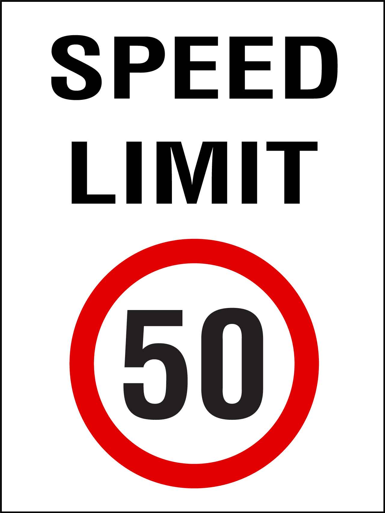 Speed Limit 50km Sign - New Signs