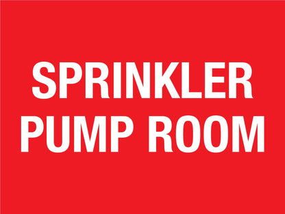 Sprinkler Pump Room Sign - New Signs