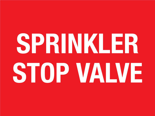 Sprinkler Stop Valve Sign - New Signs