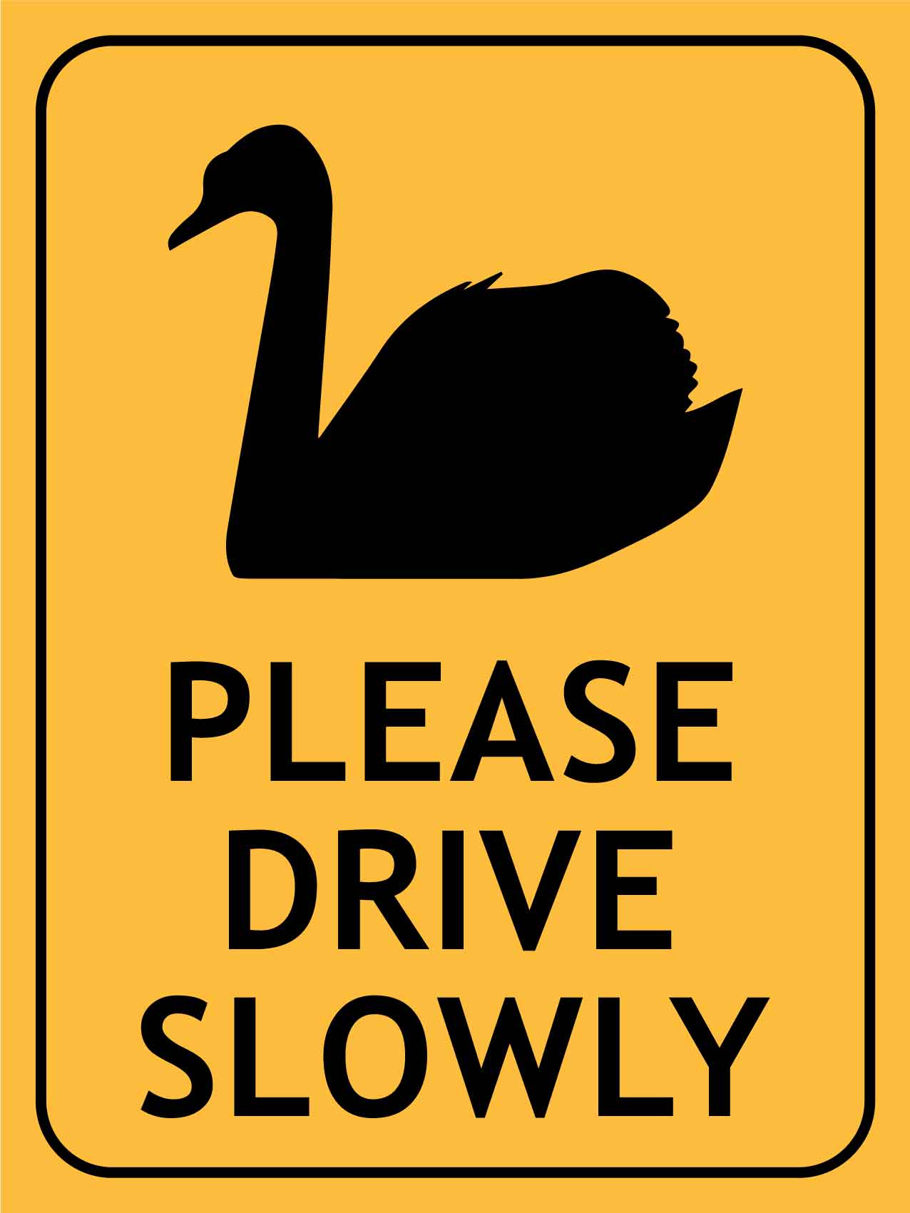 Swans Please Drive Slowly Sign - New Signs