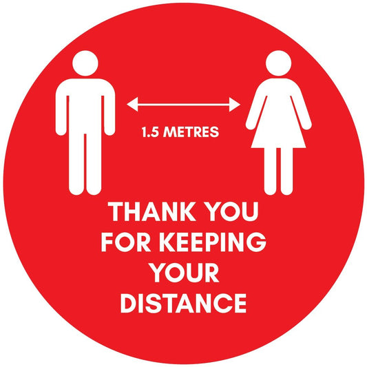 Thank You For Keeping Your Distance Floor Sticker - Anti Slip - New Signs
