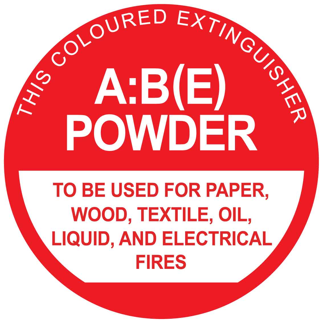 This Coloured Extinguisher AB(E) Powder Decal - New Signs