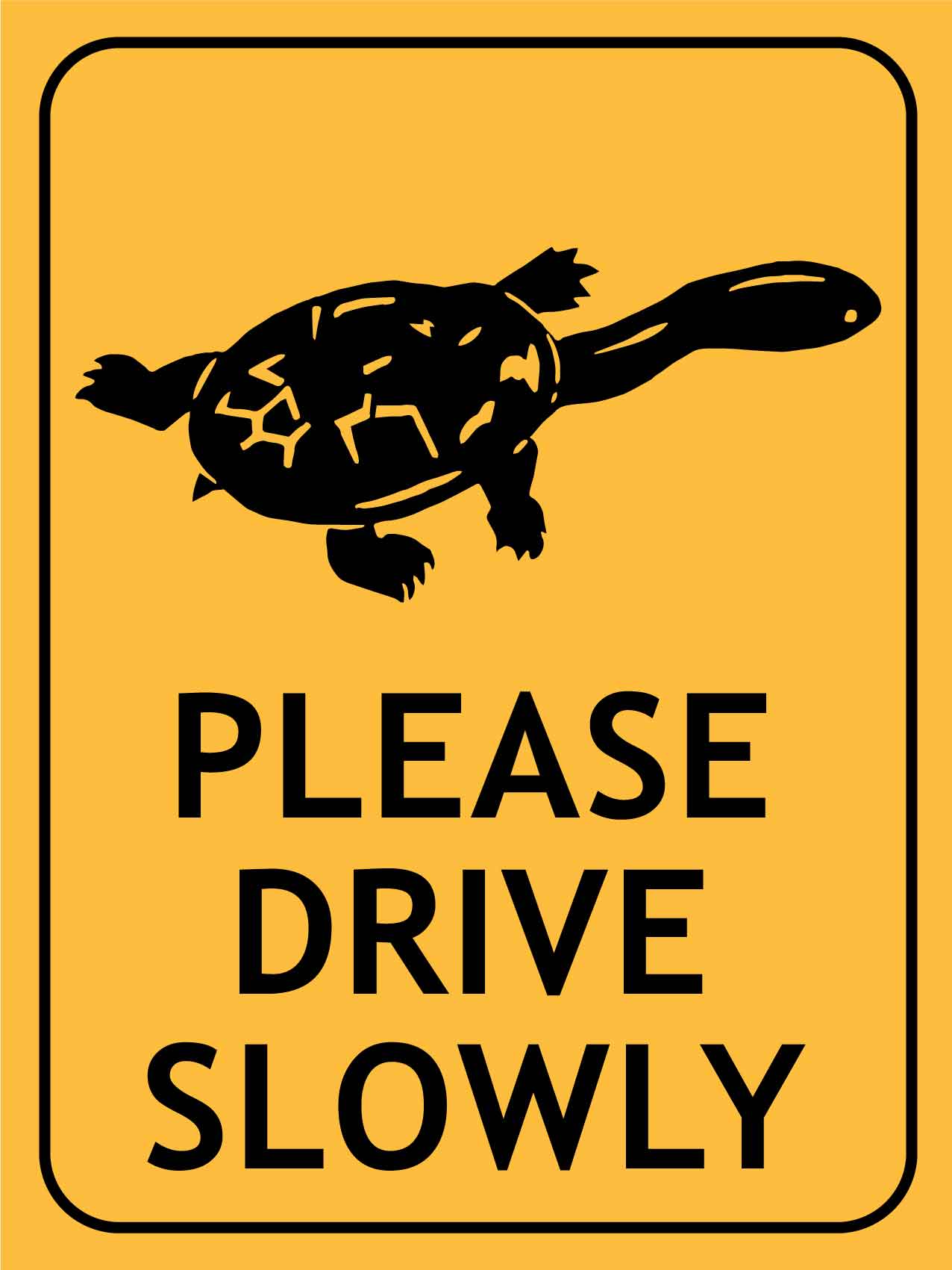 Turtle Fresh Water Please Drive Slowly Sign - New Signs