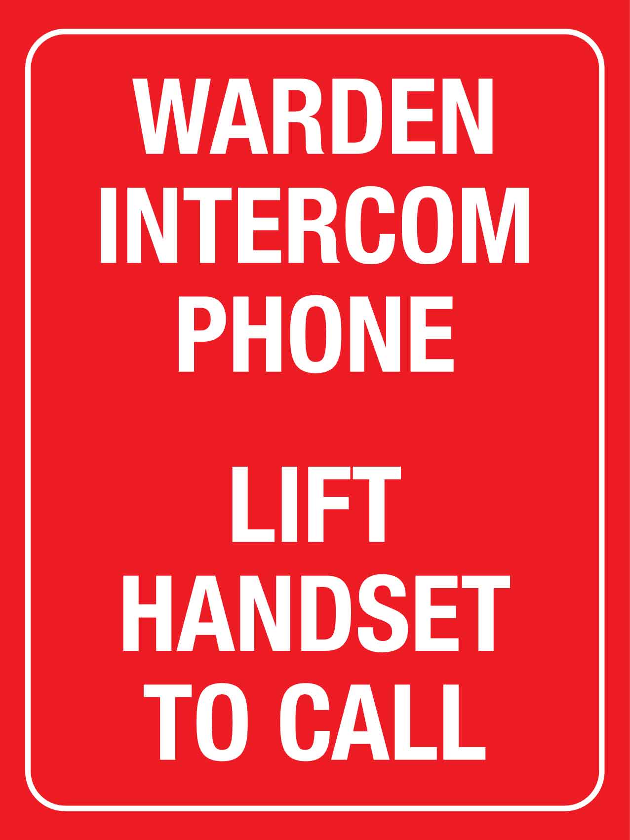 Warden Intercom Phone Lift Handset To Call Sign - New Signs