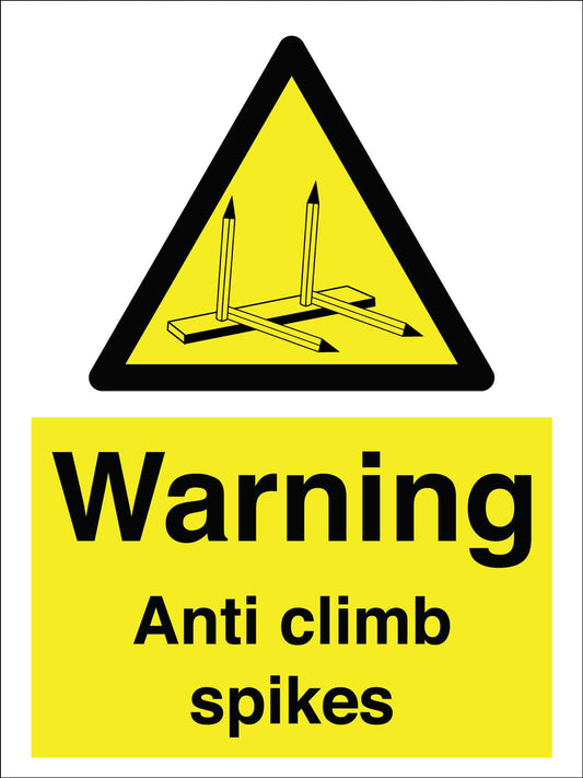 Warning Anti Climb Spikes Sign - New Signs