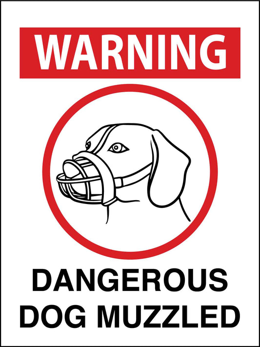Warning Dangerous Dog Muzzled Sign - New Signs