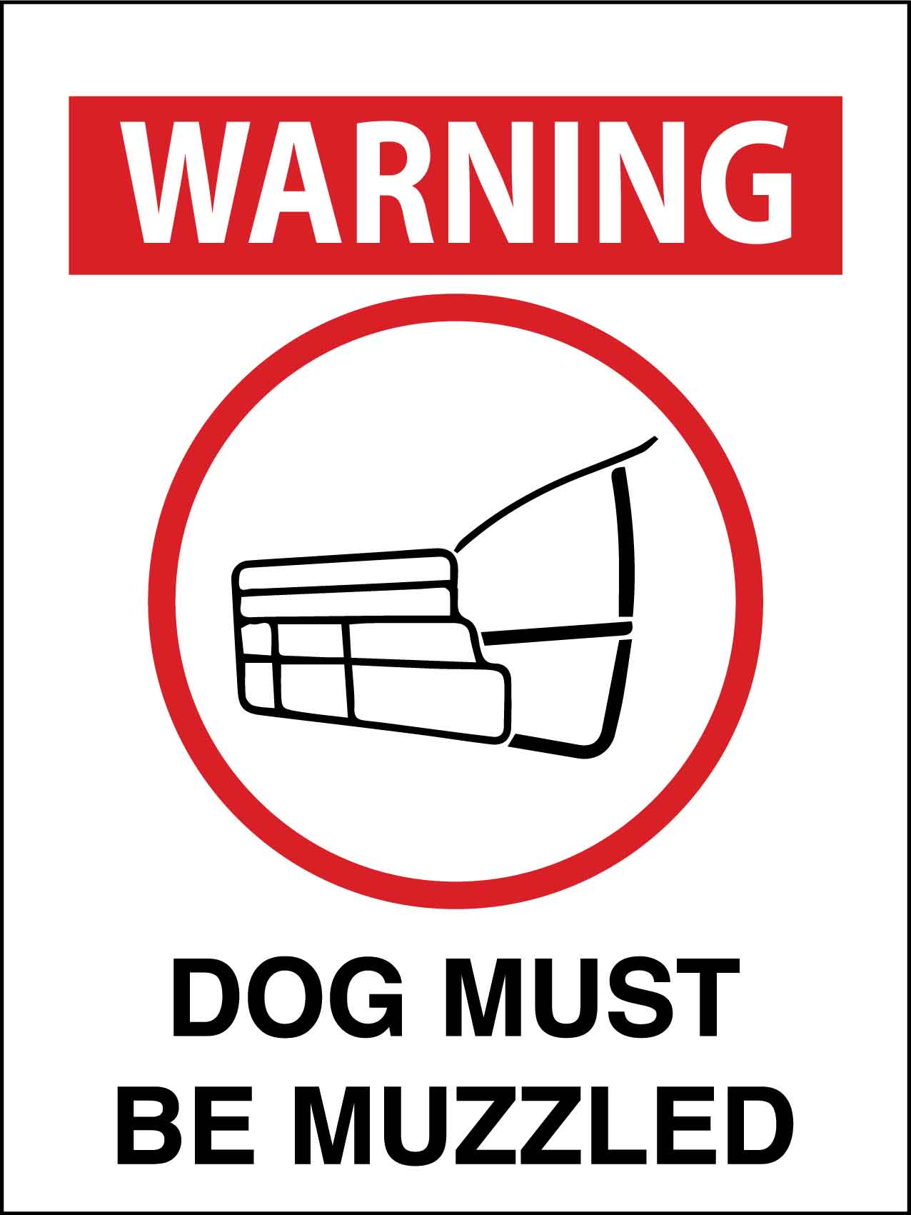 Warning Dog Must Be Muzzled Sign - New Signs