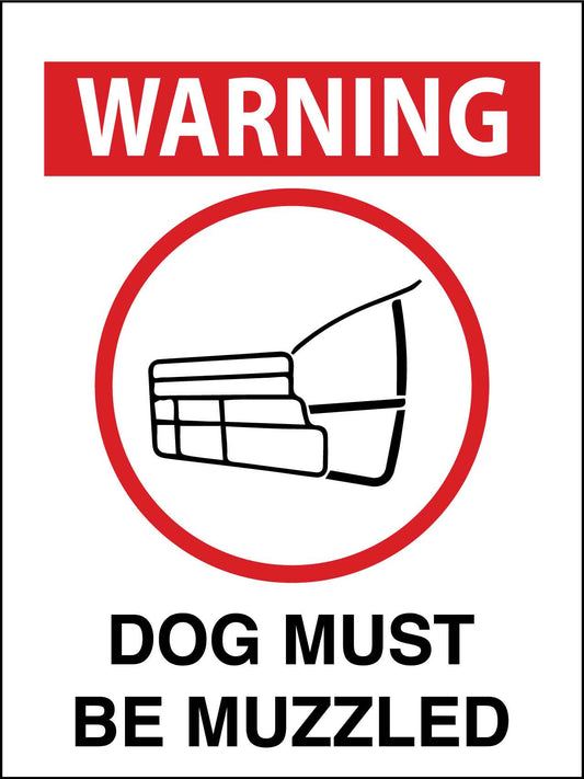 Warning Dog Must Be Muzzled Sign - New Signs