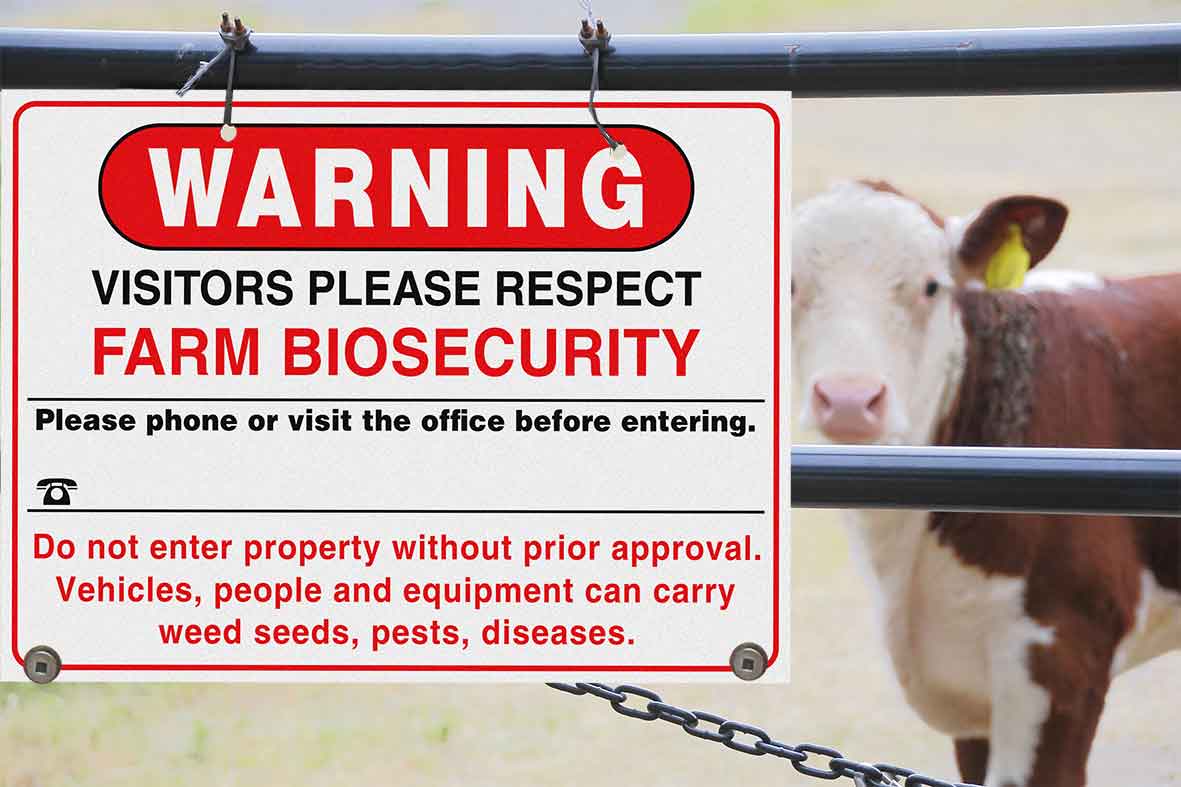 Warning Farm Biosecurity Red Sign - New Signs