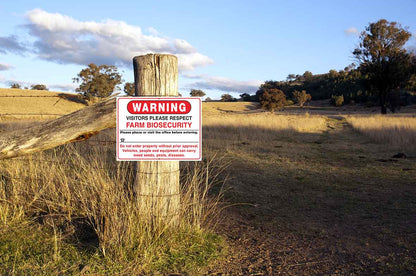 Warning Farm Biosecurity Red Sign - New Signs