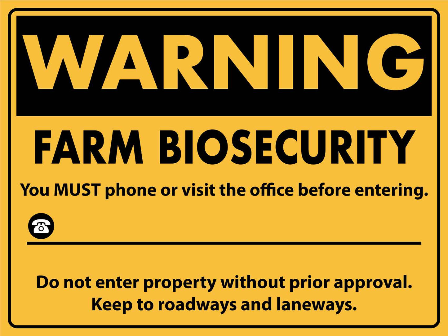 Warning Farm Biosecurity Sign - New Signs