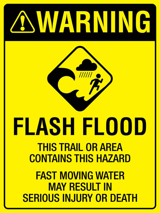 Warning Flash Flood Bright Yellow Sign - New Signs