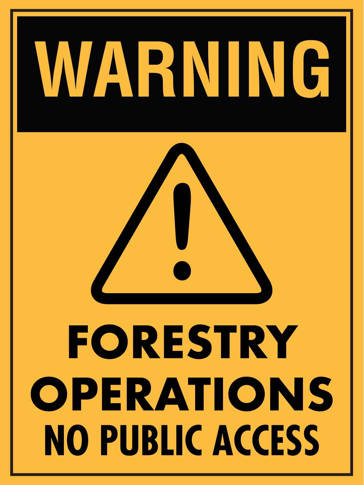 Warning Forestry Operations No Public Access Sign - New Signs