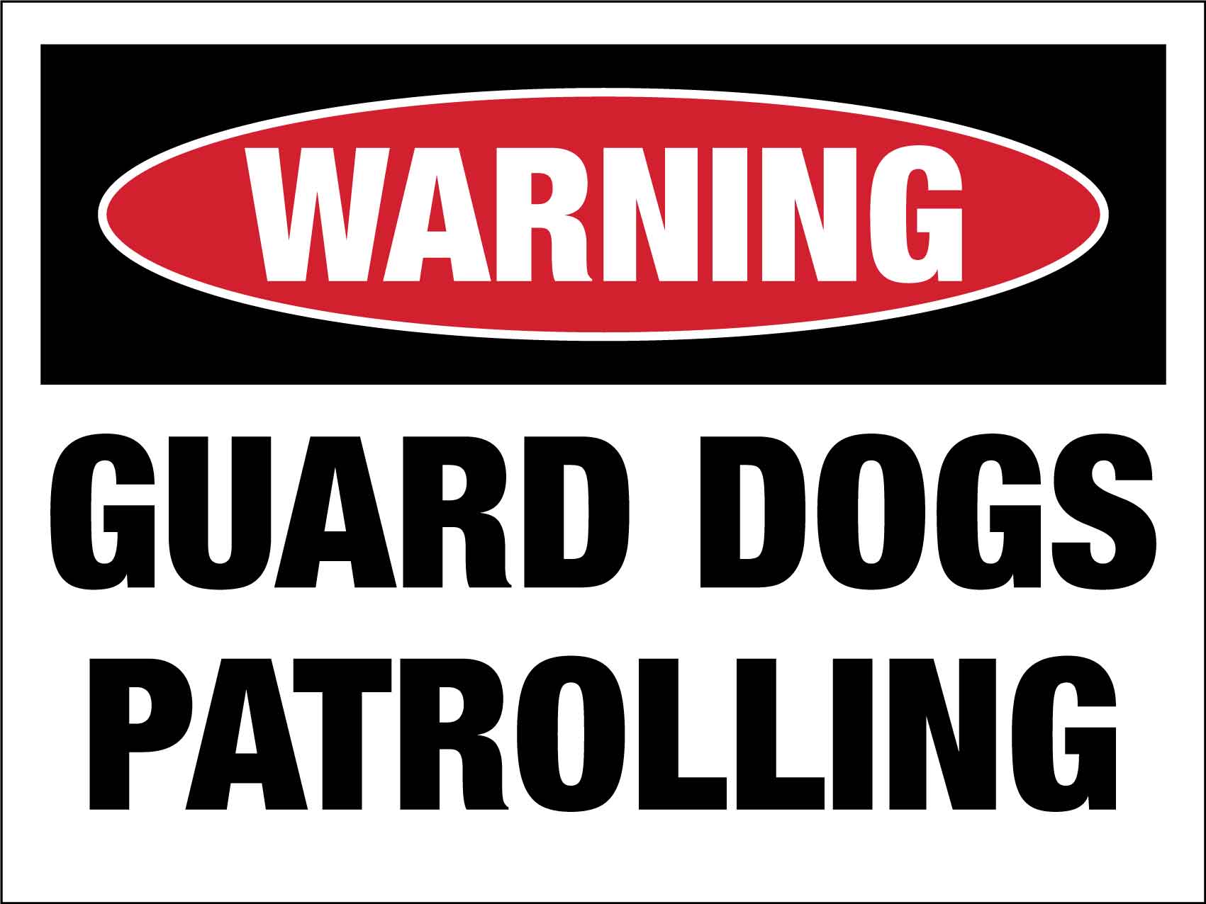 Warning Guard Dogs Patrolling Sign - New Signs