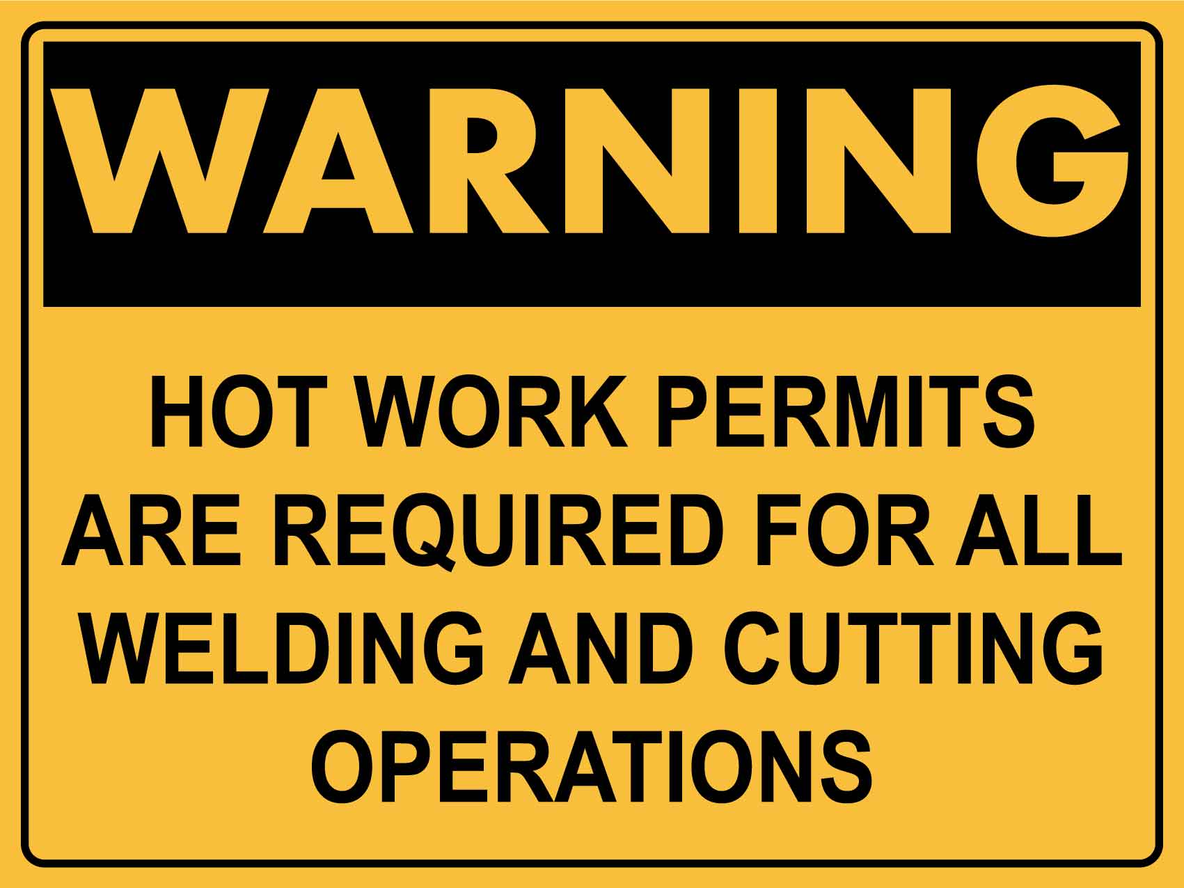 Warning Hot Works Permits Required Sign - New Signs