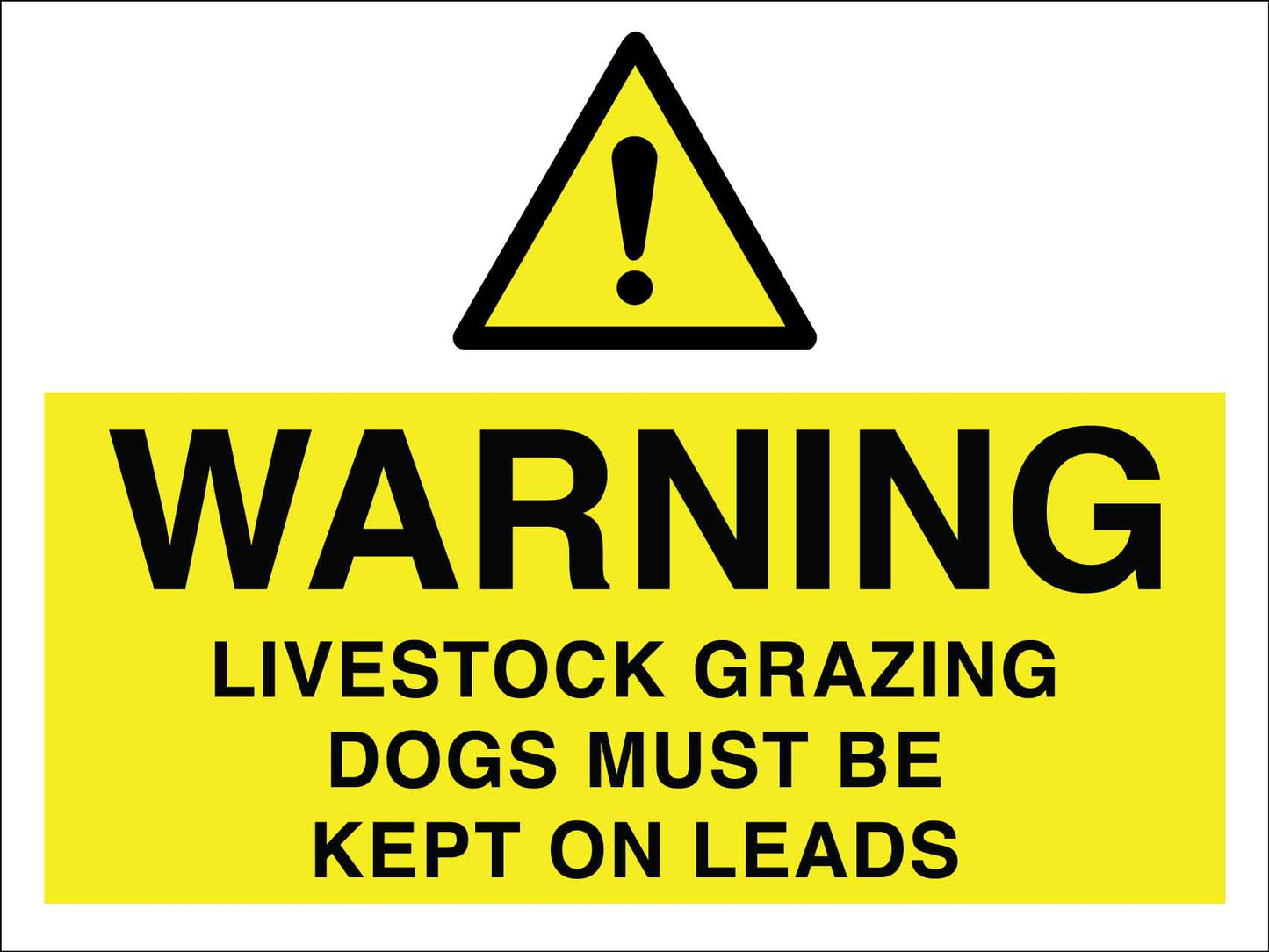 Warning Livestock Grazing Dogs Must Be Kept On Leads Sign - New Signs